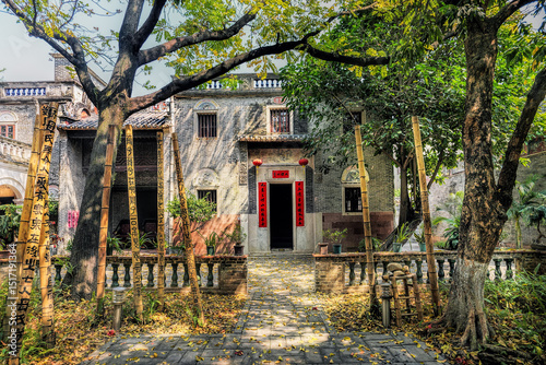 Foshan city, Guangdong, China. Wu Family Courtyard, now the Jiujiang Overseas Chinese Museum in Nanhai district. A rare combination of Chinese Lingnan and Western styles characteristics.	