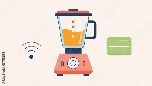 Connected Blender A versatile blender with a userfriendly panel and wireless indicators demonstrating its ability to save and share recipes through an app.