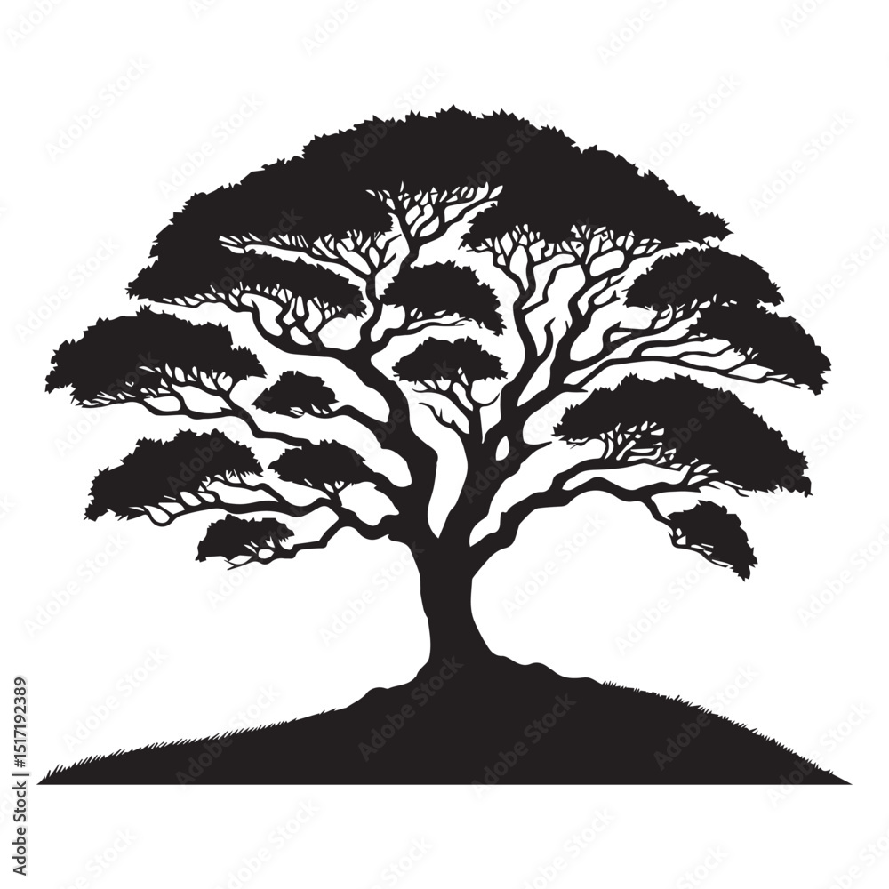 Fototapeta premium tree silhouette, editable vector image