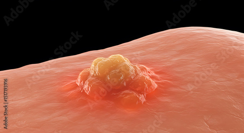 Microscopic View:  Inflamed Skin Lesion with Yellowish Nodule photo