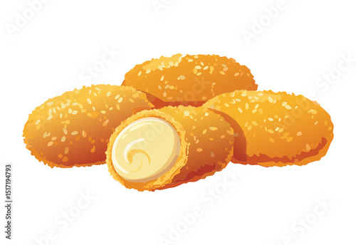 Crispy Fried Cheese Balls Appetizer - Vector Illustration