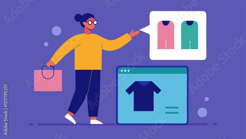A user reaches into the air pulling down a virtual fashion item that animates as they preview it on their digital avatar.