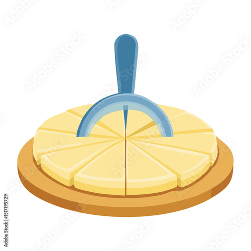 Cutting Dough into Portions with Scraper - Vector Illustration