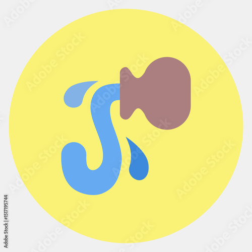 Icon aquarius the water bearer. Zodiac horoscope elements. Icon in color mate style.