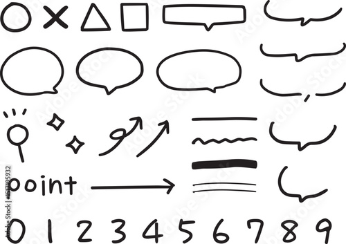 吹き出しや矢印などの手書きのあしらいセット