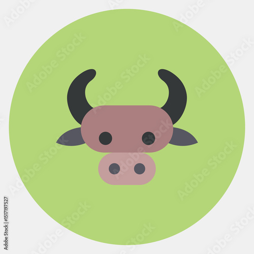 Icon taurus the bull. Zodiac horoscope elements. Icon in color mate style.