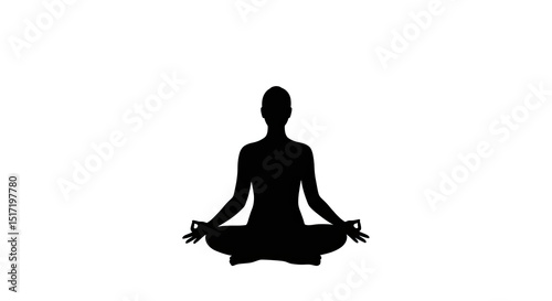 Yoga pose silhouette vector illustration isolated on white background. Meditation yoga icon. Yoga pose. Sitting posture.