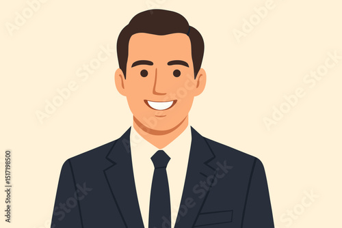 Professional man smiling in suit against a neutral background  