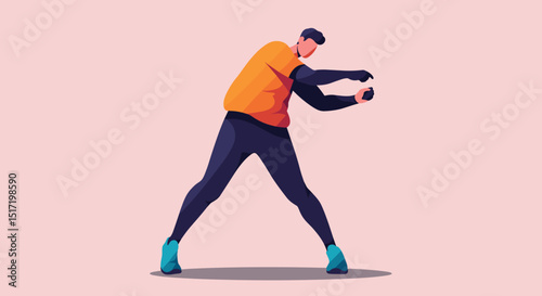 Athletic man throwing a ball in vibrant sportswear against pink background  