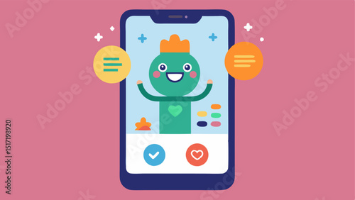 Gamified Health Tracking A gamified interface on a smartphone showing achievements for maintaining optimal glucose levels with animated characters and rewards.