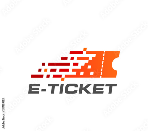 E ticket icon for digital pass or electronic entry check application, vector symbol. Digital E Ticket for entrance validation coupon or entry voucher and smart ticket for cinema or transport metro