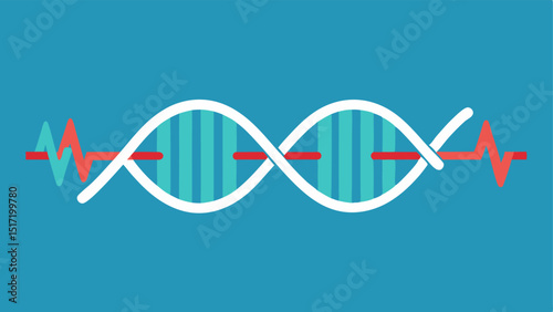 Heartbeat Line An EKG heartbeat line morphing into a DNA strand connecting the concept of cellular health to overall wellbeing.