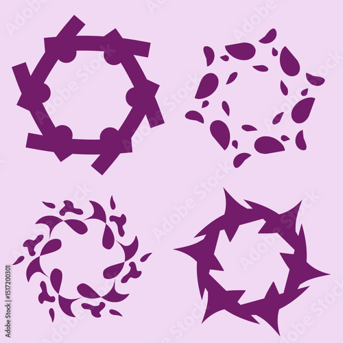 Abstract Circular Floral Ornament Design
