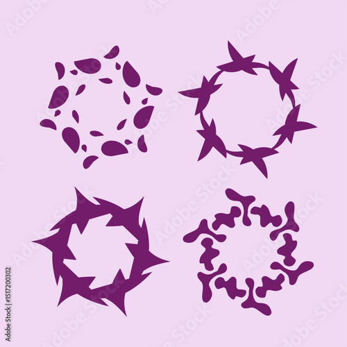 Abstract Circular Floral Ornament Design
