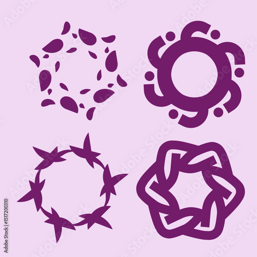 Abstract Circular Floral Ornament Design
