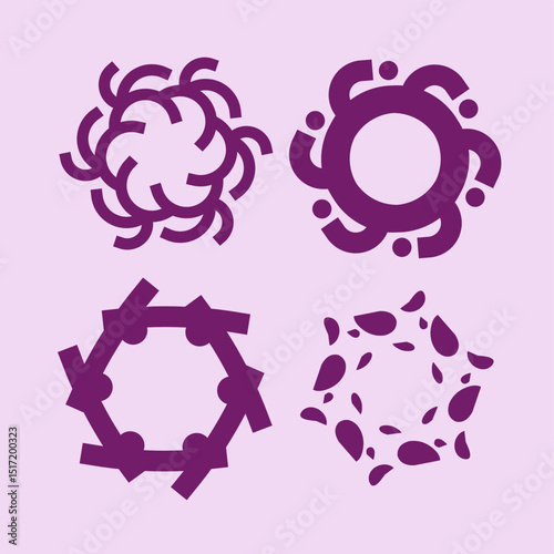Abstract Circular Floral Ornament Design