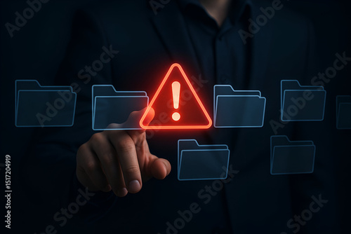 Cybersecurity alert warning digital files data breach