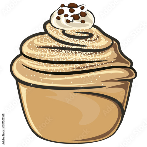 Cute cruffin cartoon vector, funny dessert illustration isolated, work of hand drawn