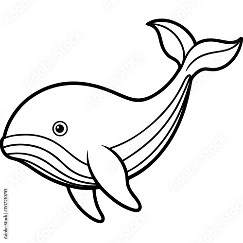 Minimal Bowhead Whale Vector on White