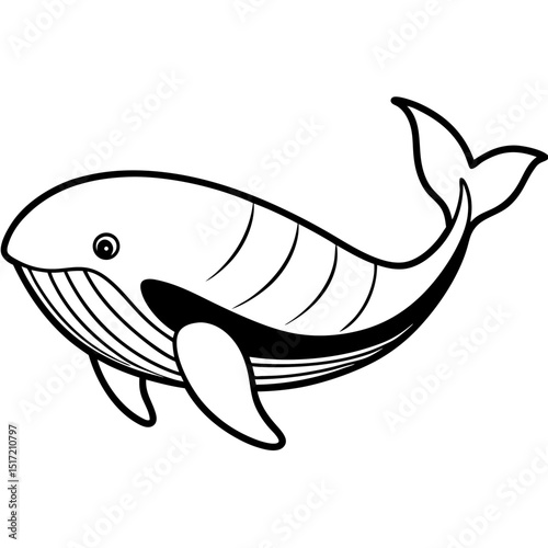 Minimal Bowhead Whale Vector on White