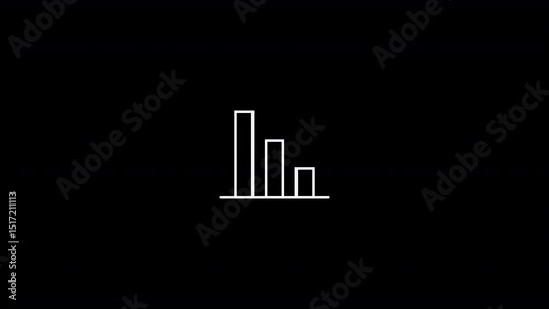 Animated Declining Bar Chart with Three Vertical Bars on Transparent Background