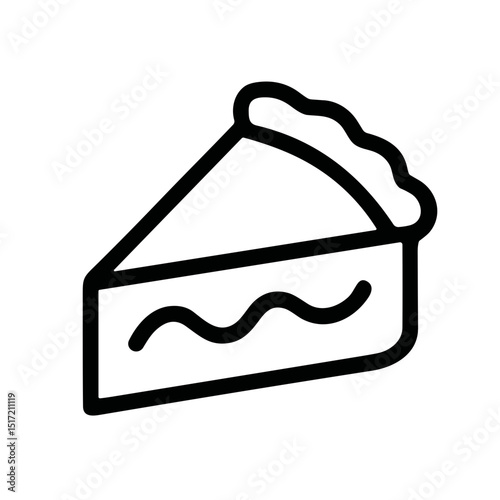 Minimalist Outline Piece of Cake Slice Dessert Delicious Food Icon