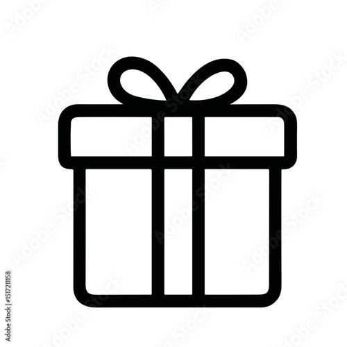 Simple Outline Isolated Gift Box Present Celebration Holiday Icon