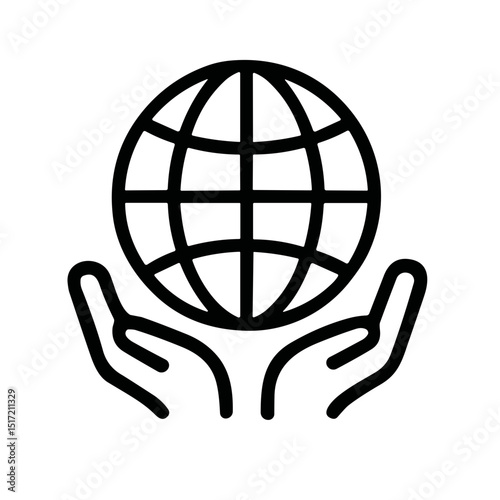 Line Art Hand Holding Globe Earth World Icon Design Element
