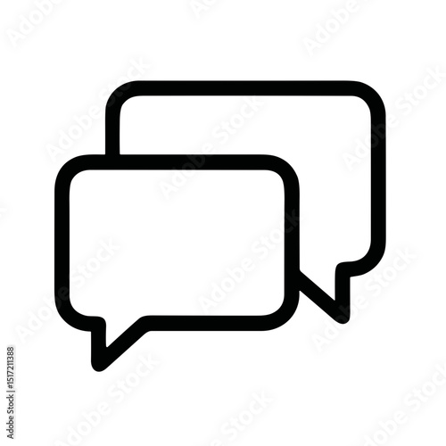 Minimalist Outline Two Speech Bubble Communication Conversation Sign Icon