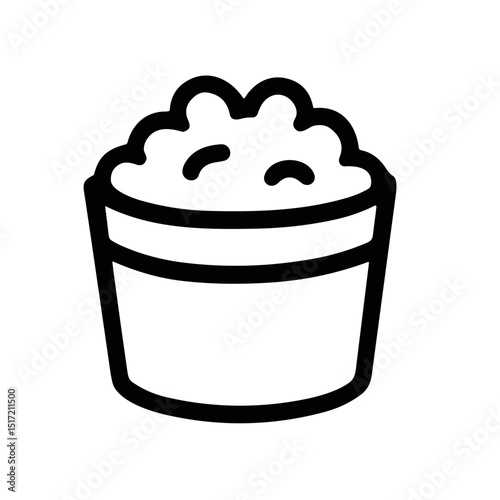 Simple Handdrawn Bowl of Mashed Potato Culinary Food Icon