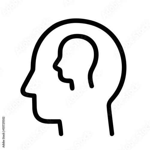 Simple Outline Head Inner Self Concept Mental Health Icon Design
