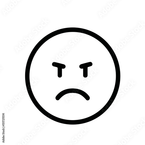 Simple Line Angry Face Circle Expression Minimalist Emoticon Graphic Element