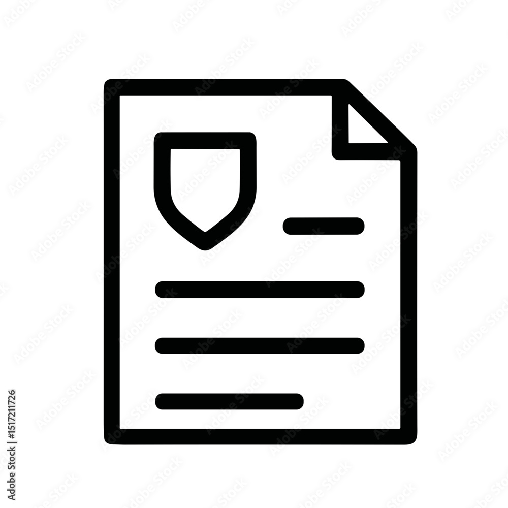 Fototapeta premium Simple Outline Document Shield Graphic Protection Security Safety Icon