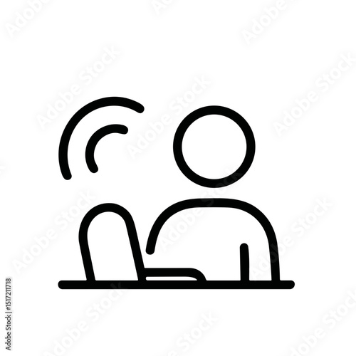 Minimalist Outline Person Waving Hand Hello Communication Line Icon
