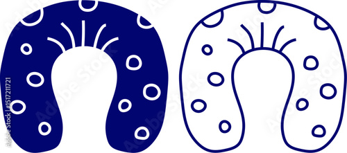 Neck pillow silhouette icon set. Travel Cushion for Comfort and Support Symbol. Portable Comfortable Cushion for Trip. Editable Stroke. accessory for transport, long journey and trip