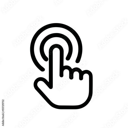 Simple Outline Finger Tap Gesture Touch Screen Pointing Hand Icon