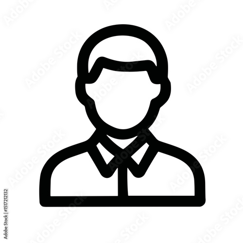 Simple Outline Man Avatar Profile Minimalist Style User Icon Symbol