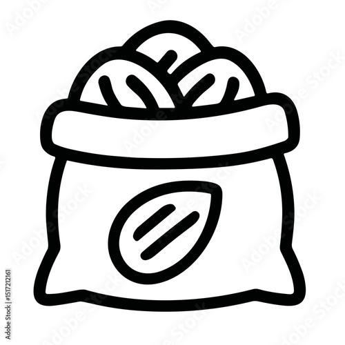 Outline Handdrawn Sacks Almond Nut Natural Food Sack Icon