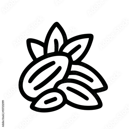 Line Style Detailed Almond Nut Seed Healthy Food Line Art