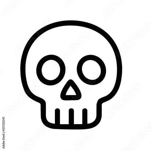 Minimalist Outline Skull Head Skeleton Death Symbol Danger Icon Design