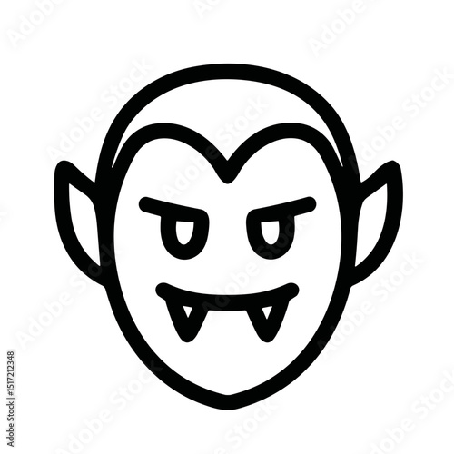 Simple Line Art Vampire Face Illustration Spooky Halloween Character Icon