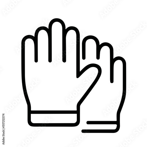 Thin Line Pair of Gardening Gloves Protection Outline Icon Symbol