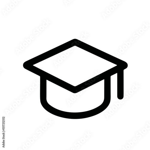 Minimalist Line Graduation Cap Academic Mortarboard Hat Education Icon