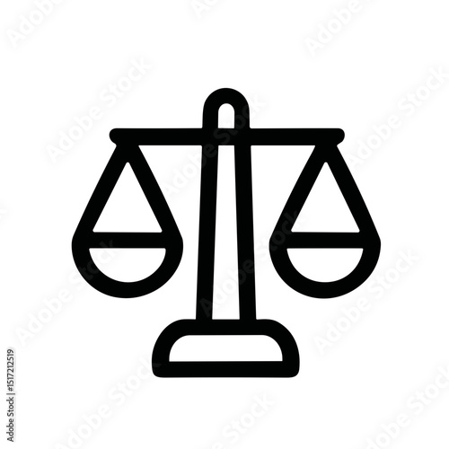 Simple Line Art Balance Scale Justice Symbol Sign Icon Graphic