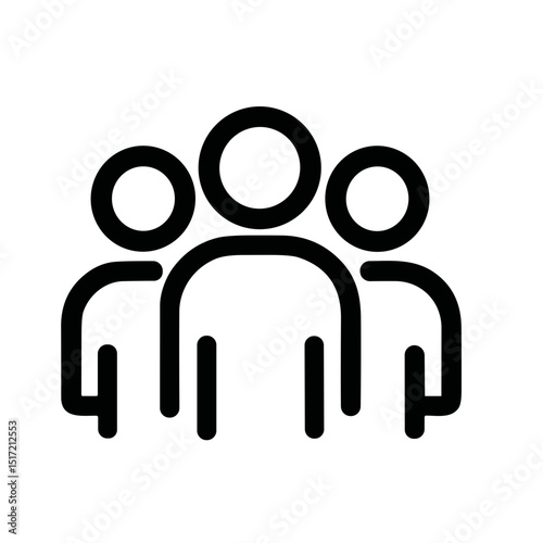 Simple Line Style Group of People User Icon for Social Media