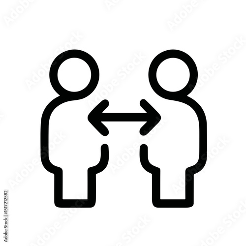 Simple Outline Social Distancing People Icon Symbol Design Element