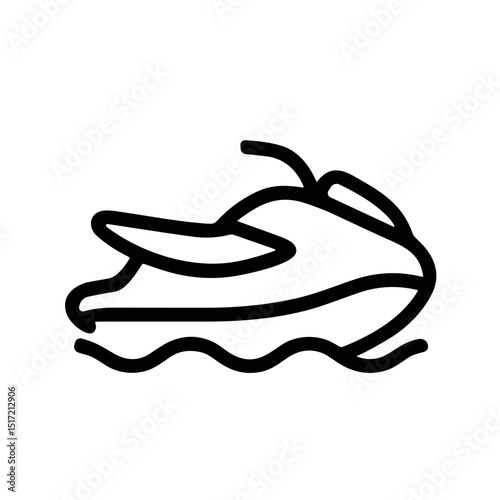 Simple Line Drawing Jet Ski Watercraft Recreation Sport Activity Icon