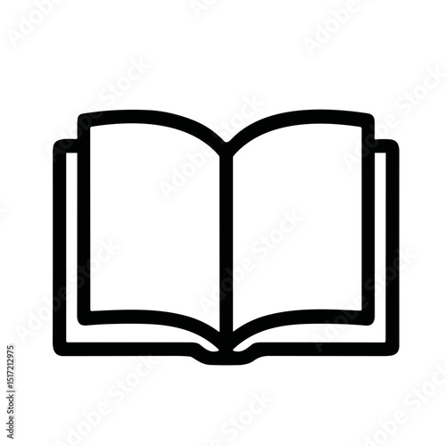 Simple Outline Open Book Sign Shape Line Art Icon Graphic