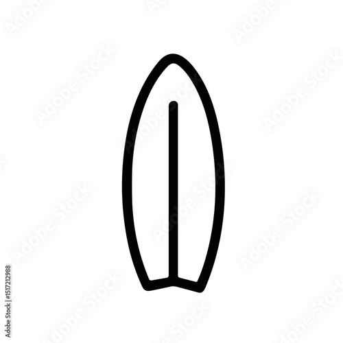 Simple Outline Surfboard Isolated Line Art Design Element Illustration