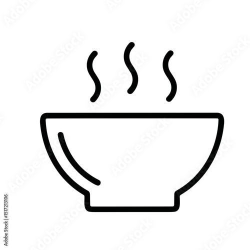 Minimalist Lineart Steaming Hot Bowl of Soup Food Icon